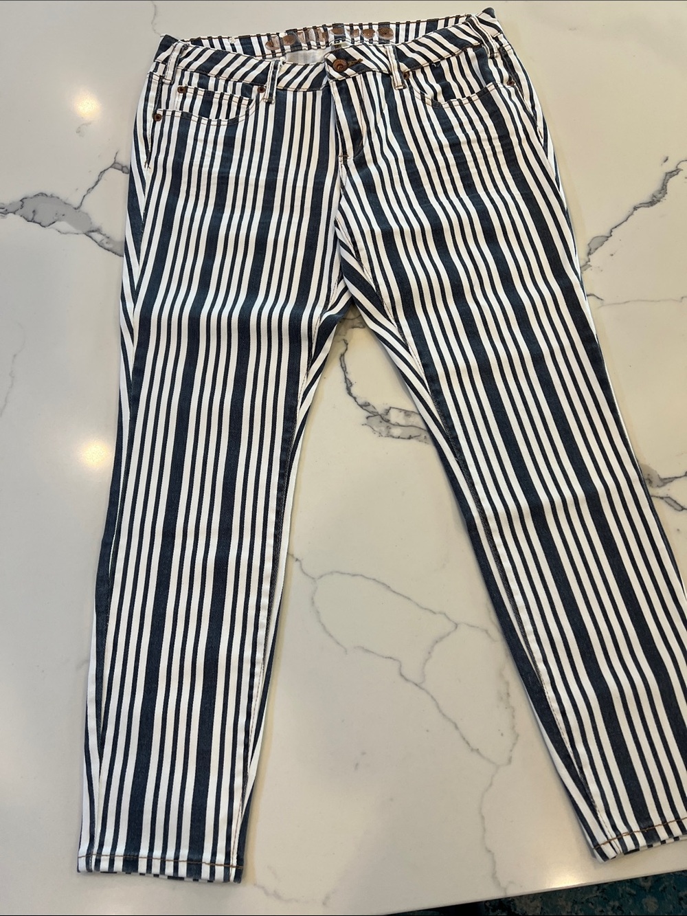 Dollhouse Black and White Striped Skinny Jeans